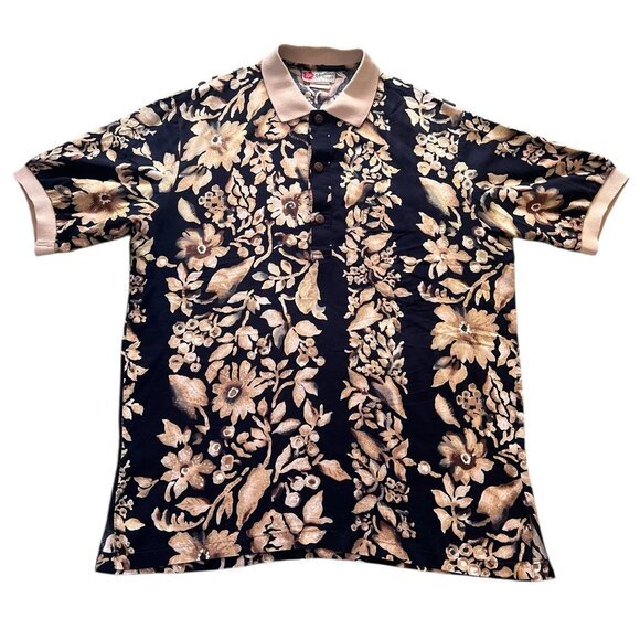 Vintage Hilo Hattie Hawaiian Shirt Polo Mens Size M Collared Short Sleeves Rayon - Picture 1 of 3